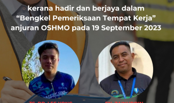 Tahniah diucapkan kepada Wakil JK KKP FTKA yang Hadir dengan Jayanya dalam "Bengkel Pemeriksaan Tempat Kerja" Anjuran OSHMO, UMPSA pada 19 September 2023